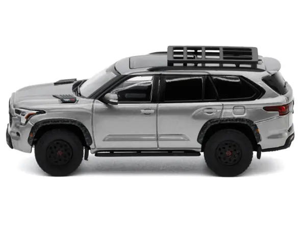 Toyota Sequoia TRD PRO Silver Metallic with Roof Rack 1/64 Diecast Model Car by GCD #3