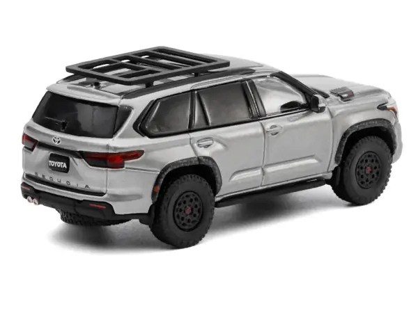 Toyota Sequoia TRD PRO Silver Metallic with Roof Rack 1/64 Diecast Model Car by GCD #4