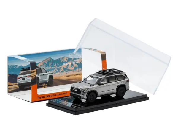 Toyota Sequoia TRD PRO Silver Metallic with Roof Rack 1/64 Diecast Model Car by GCD #5