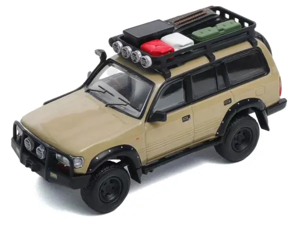Toyota Land Cruiser 80 RHD (Right Hand Drive) Beige with Roof Rack and Accessories 1/64 Diecast Model Car by GCD #2
