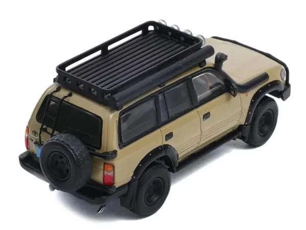Toyota Land Cruiser 80 RHD (Right Hand Drive) Beige with Roof Rack and Accessories 1/64 Diecast Model Car by GCD #3
