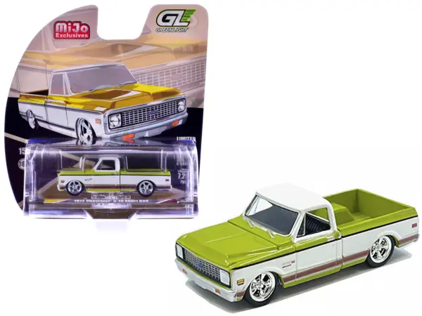 1972 Chevrolet C-10 Short Bed Pickup Truck Mustard Yellow and White "Mijo Exclusives" Series 1/64 Diecast Model Car by Greenlight #1