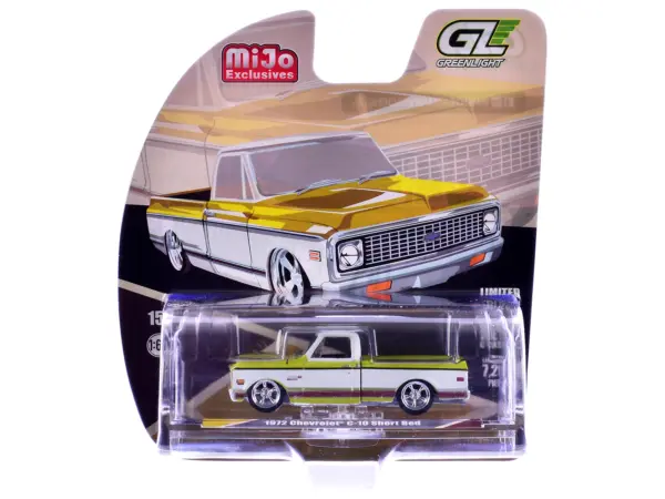 1972 Chevrolet C-10 Short Bed Pickup Truck Mustard Yellow and White "Mijo Exclusives" Series 1/64 Diecast Model Car by Greenlight #3
