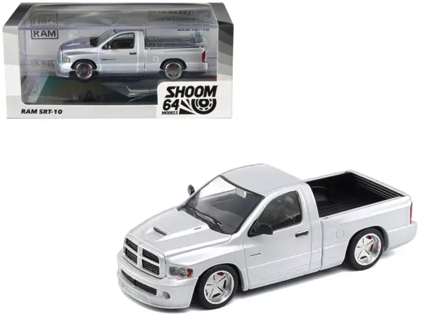2003 Dodge Ram SRT-10 Pickup Truck Silver Metallic 1/64 Diecast Model Car by Shoom64 Models #1