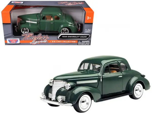 1939 Chevrolet Coupe Green 1/24 Diecast Model Car by Motormax #1