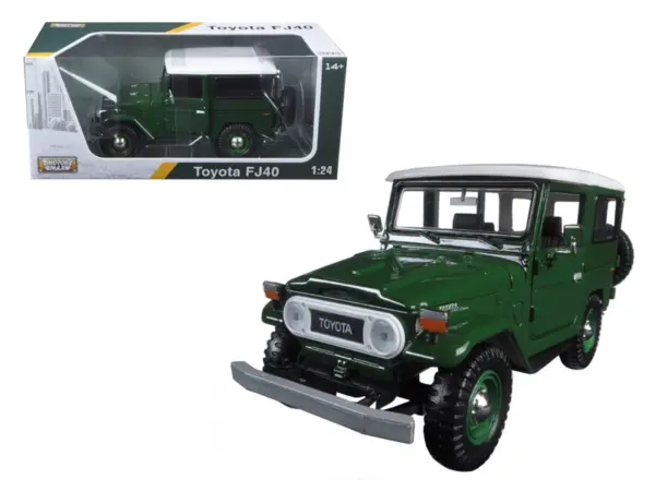 Toyota FJ40 Dark Green with White Top 1/24 Diecast Model Car by Motormax #1