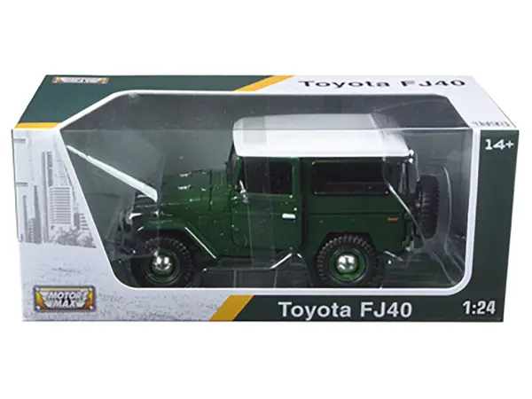 Toyota FJ40 Dark Green with White Top 1/24 Diecast Model Car by Motormax #3