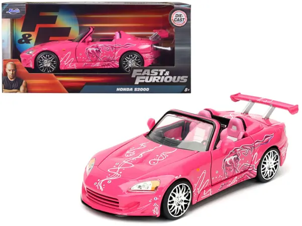 Suki's 2001 Honda S2000 Convertible Pink with Graphics "Fast & Furious" Movie 1/24 Diecast Model Car by Jada #1