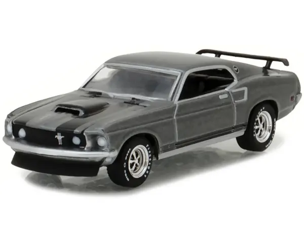 1969 Ford Mustang Boss 429 Gray Metallic with Black Stripes "John Wick" (2014) Movie "Hollywood Series" Release 18 1/64 Diecast Model Car by Greenlight #2