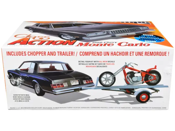 Skill 2 Model Kit 1980 Chevrolet Monte Carlo "Class Action" with Motorcycle and Trailer (Skill 2) 1/25 Scale Model Car by MPC #2