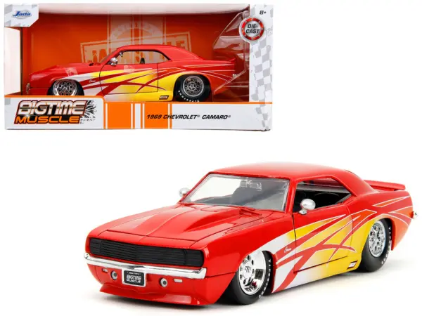 1969 Chevrolet Camaro Red with Graphics "BigTime Muscle" Series 1/24 Diecast Model Car by Jada #1