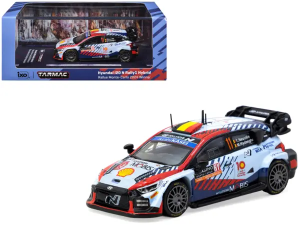 Hyundai i20 N Rally1 Hybrid #11 Thierry Neuville - Martijn Wydaeghe Winner "Rallye Monte-Carlo" (2024) "Hobby64" Series 1/64 Diecast Model by Tarmac Works #1