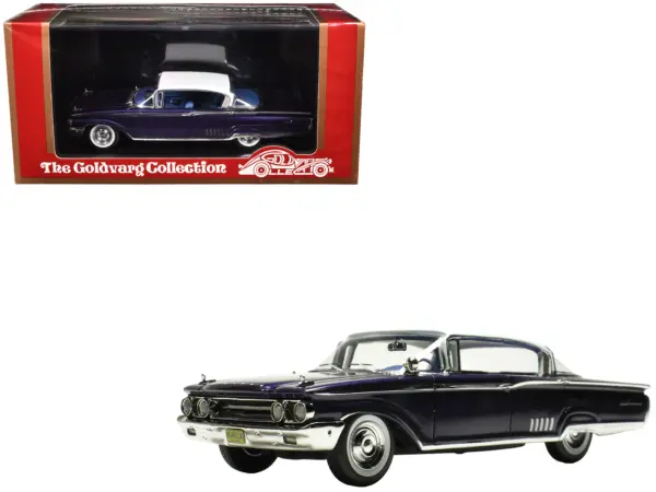 1960 Mercury Park Lane 4 Door Sedan Marine Blue Metallic with White Top and Blue Interior Limited Edition to 200 pieces Worldwide 1/43 Model Car by Goldvarg Collection #1