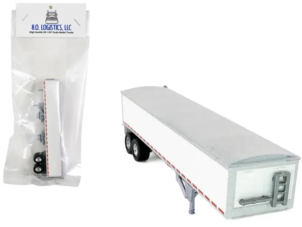 Covered Grain Trailer White with Silver Tarp 1/87 (HO) Plastic Model Car by HO Logistics #1