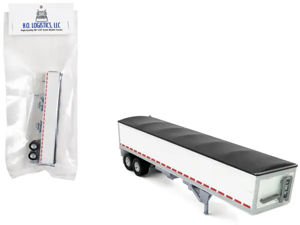 Covered Grain Trailer White with Black Tarp 1/87 (HO) Plastic Model Car by HO Logistics #1