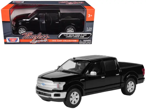 2019 Ford F-150 Lariat Crew Cab Pickup Truck Black 1/27 Diecast Model Car by Motormax #1