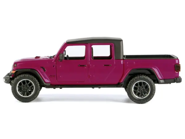 2021 Jeep Gladiator Overland Pickup Truck Purple with Matt Black Top 1/24 Diecast Model Car by Motormax #2