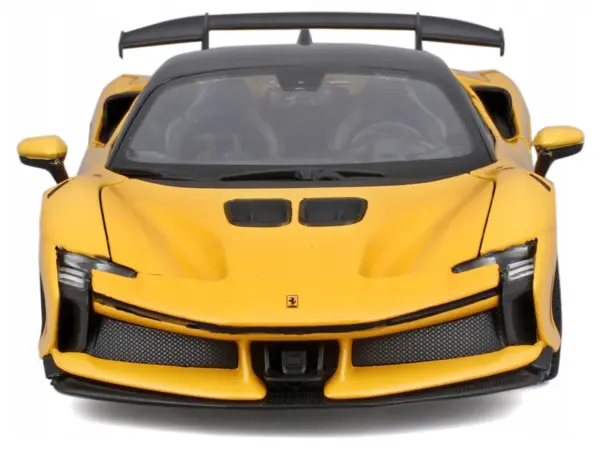 Ferrari SF90 XX Stradale Yellow with Black Top "Race and Play" Series 1/24 Diecast Model Car by Bburago #4
