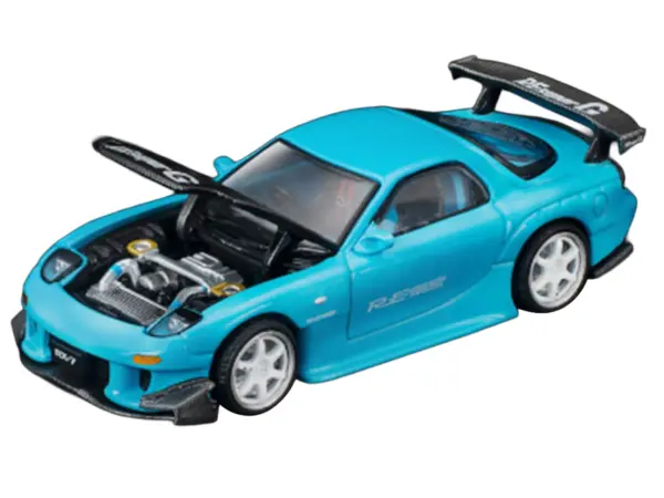 Mazda RX7 (FD3S) RE Amemiya RHD (Right Hand Drive) Light Blue with Carbon Hood "Tokyo Auto Salon 2026" 1/64 Diecast Model Car by Pop Race #2