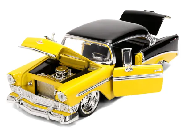1956 Chevrolet Bel Air Yellow and Black "Bigtime Muscle" Series 1/24 Diecast Model Car by Jada #2