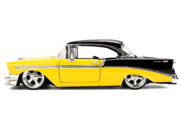 1956 Chevrolet Bel Air Yellow and Black "Bigtime Muscle" Series 1/24 Diecast Model Car by Jada #3
