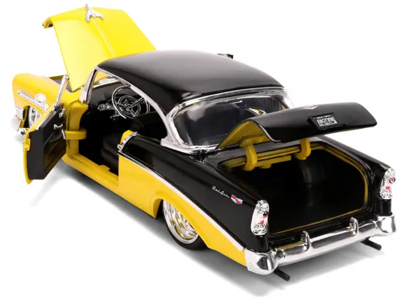 1956 Chevrolet Bel Air Yellow and Black "Bigtime Muscle" Series 1/24 Diecast Model Car by Jada #4