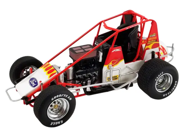 Winged Sprint Car #104+ Jeff Swindell "Octane Boost" Red with Graphics "National Sprint Car Hall of Fame" 1/18 Diecast Model Car by ACME #2