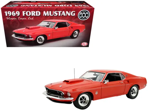 1969 Ford Mustang Limited Edition 600 Flower Power Red Limited Edition to 300 pieces Worldwide 1/18 Diecast Model Car by ACME #1