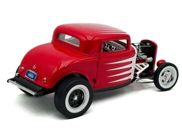 1932 Ford 3 Window Coupe "Peppermint Twist" Red with White Graphics Limited Edition to 372 pieces Worldwide 1/18 Diecast Model Car by ACME #5