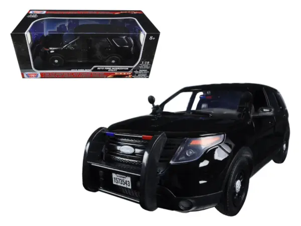 2015 Ford Police Interceptor Utility Special Service Plain Black 1/18 Diecast Model Car by Motormax #1