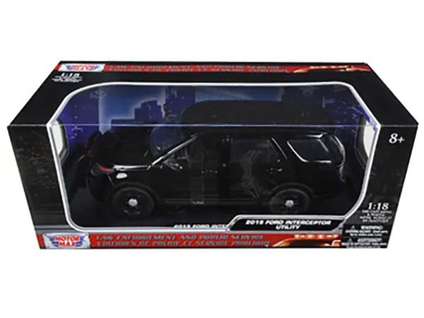 2015 Ford Police Interceptor Utility Special Service Plain Black 1/18 Diecast Model Car by Motormax #3