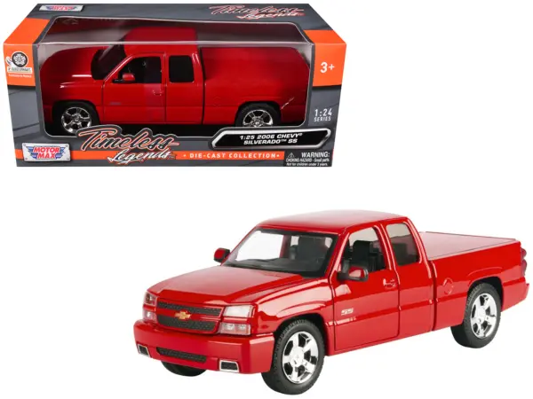 2006 Chevrolet Silverado SS Pickup Truck Red "Timeless Legends" Series 1/25 Diecast Model Car by Motormax #1