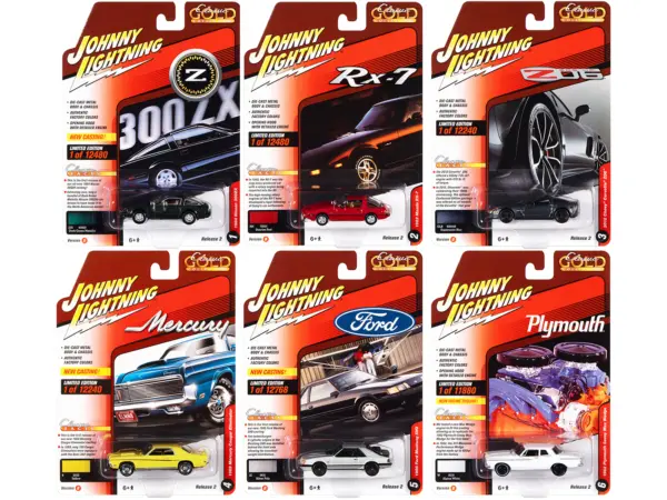 "Classic Gold Collection" 2022 Set B of 6 Cars Release 2 1/64 Diecast Model Cars by Johnny Lightning #1