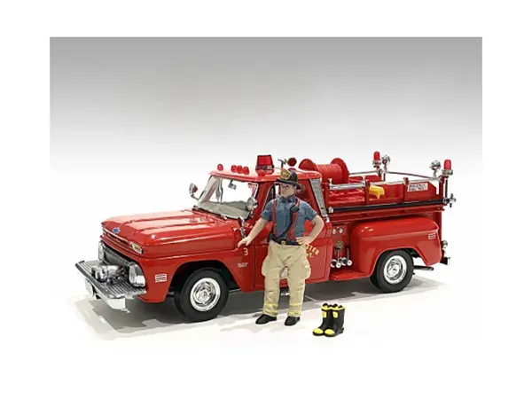 "Firefighters" Getting Ready Figure with Boots Accessory for 1/18 Scale Models by American Diorama #1