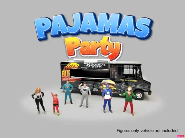 "Pajamas Party" 6 piece Diecast Figure Set (6 Figures) Limited Edition for 1/64 Scale Models by American Diorama #3