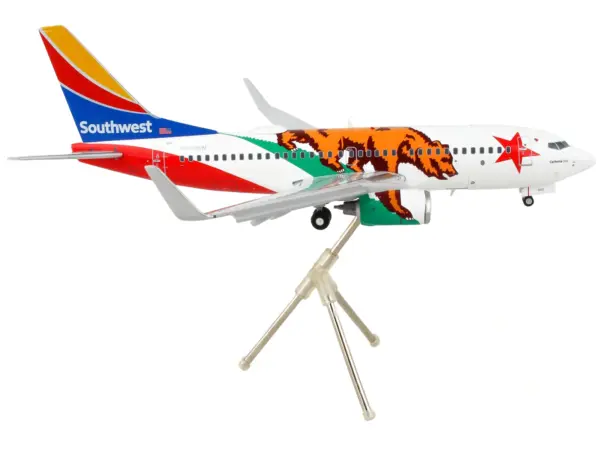 Boeing 737-700 Commercial Aircraft with Flaps Down "Southwest Airlines - California One" California Flag Livery "Gemini 200" Series 1/200 Diecast Model Airplane by GeminiJets #2