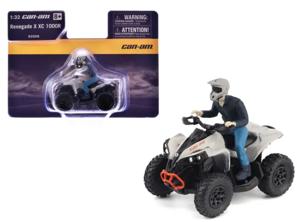 Can-Am Renegade X XC 1000R ATV Chalk Gray with Driver Figure 1/32 Diecast Model by BRP Models #1