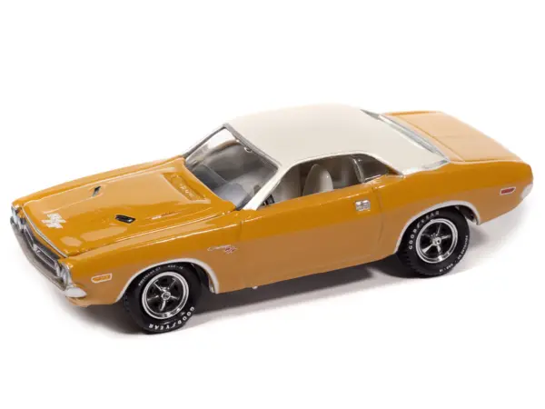 1971 Dodge Challenger R/T Butterscotch with White Top and Interior "Classic Gold Collection" 1/64 Diecast Model Car by Johnny Lightning #2