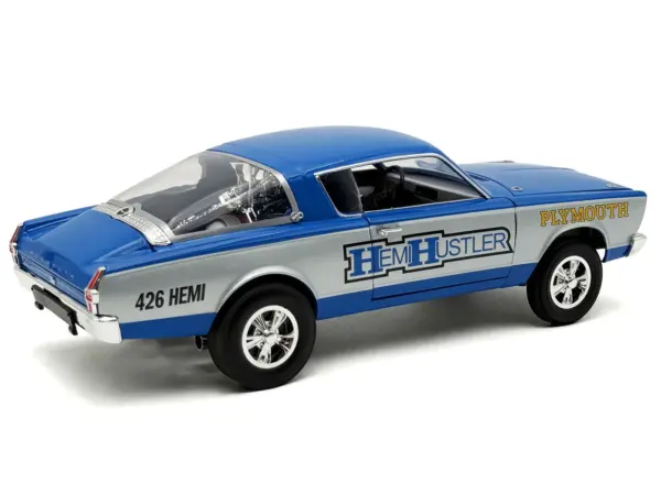 1966 Plymouth Barracuda "Hemi Hustler" Blue with White Stripes Limited Edition to 374 pieces Worldwide 1/18 Diecast Model Car by ACME #5