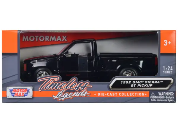 1992 GMC Sierra GT Black Pickup Truck 1/24 Diecast Model by Motormax #3