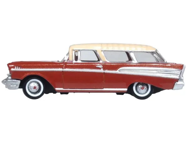1957 Chevrolet Nomad Adobe Beige with Sierra Gold Top 1/87 (HO) Scale Diecast Model Car by Oxford Diecast #2