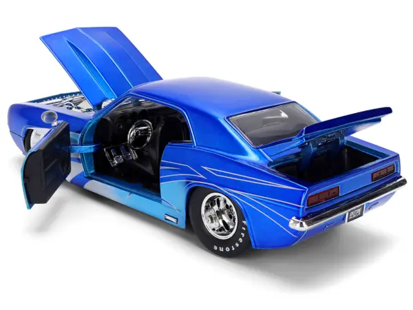 1969 Chevrolet Camaro Candy Blue with Graphics "Bigtime Muscle" Series 1/24 Diecast Model Car by Jada #4