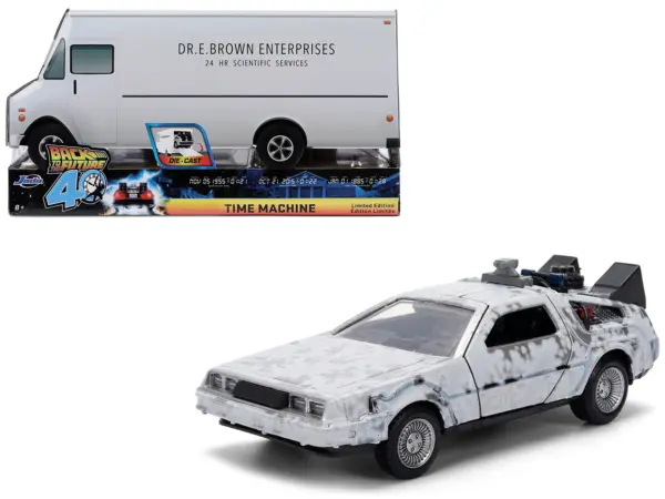 DMC DeLorean Time Machine Brushed Metal (Frost Version) "Back to the Future" (1985) Movie "40th Anniversary" Special Packaging "Hollywood Rides" Series 1/32 Diecast Model Car by Jada #1