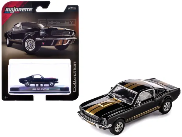 1965 Shelby GT350 Black with Gold Stripes "Collection" Series 1/64 Diecast Model Car by Majorette #1