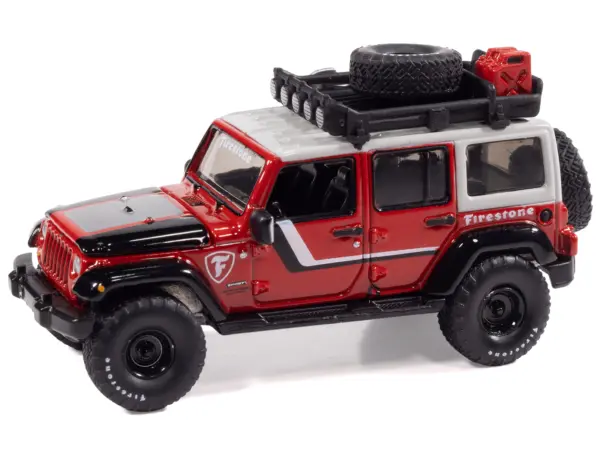 2018 Jeep Wrangler JK Unlimited Sport "Firestone Field Agent" Red with Graphics and Gray Top with Roof Rack "Big Country Collectibles" 2025 Series 1/64 Diecast Model Car by Auto World #2
