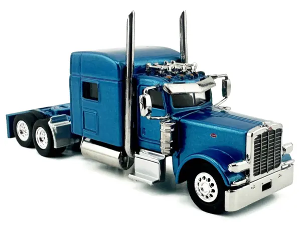 Peterbilt 389 Truck Tractor with Sleeper Cab Blue Metallic 1/87 (HO) Scale Plastic Model Car by HO Logistics #3