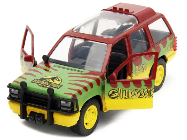 Ford Explorer Red and Yellow with Green Graphics "Jurassic Park" (1993) Movie 30th Anniversary "Hollywood Rides" Series 1/32 Diecast Model Car by Jada #2