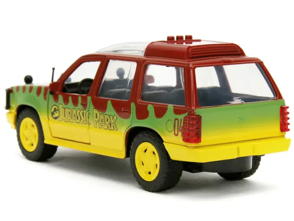 Ford Explorer Red and Yellow with Green Graphics "Jurassic Park" (1993) Movie 30th Anniversary "Hollywood Rides" Series 1/32 Diecast Model Car by Jada #5
