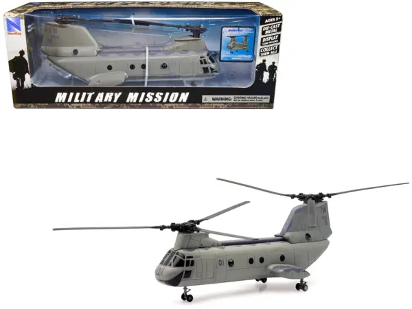 Boeing CH-46 Sea Knight Helicopter Olive Drab "United States Marines" "Military Mission" Series 1/55 Diecast Model by New Ray #1
