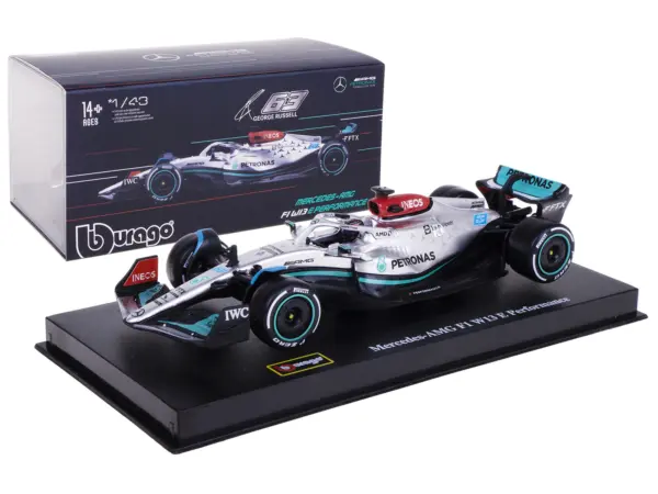 Mercedes-AMG F1 W13 E Performance #63 George Russell "F1 Formula One World Championship" (2022) with Display Case 1/43 Diecast Model Car by Bburago #5